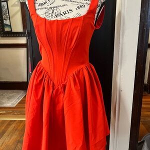 Showpo Vibrant Red Sculpted Fit-and-Flare Prom Dress